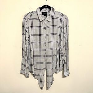 FENOMENON Women’s Windowpane Tie Waist Top Sz XL/TG NWT